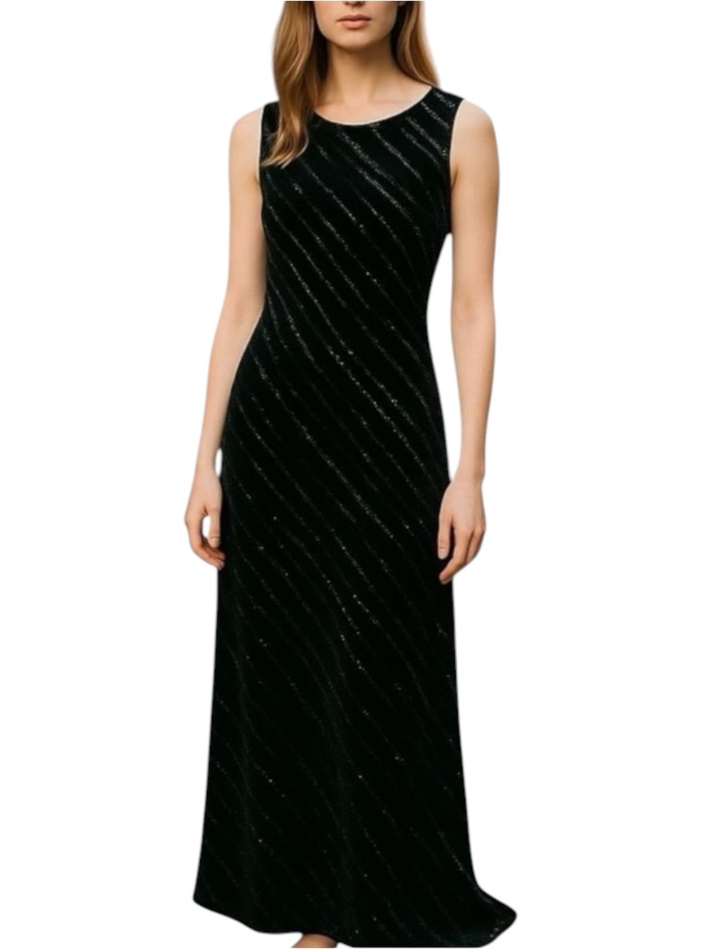 Dawn Joy Vintage Velvet Maxi Dress Size 13 Jr Party Event Sleeveless Glam